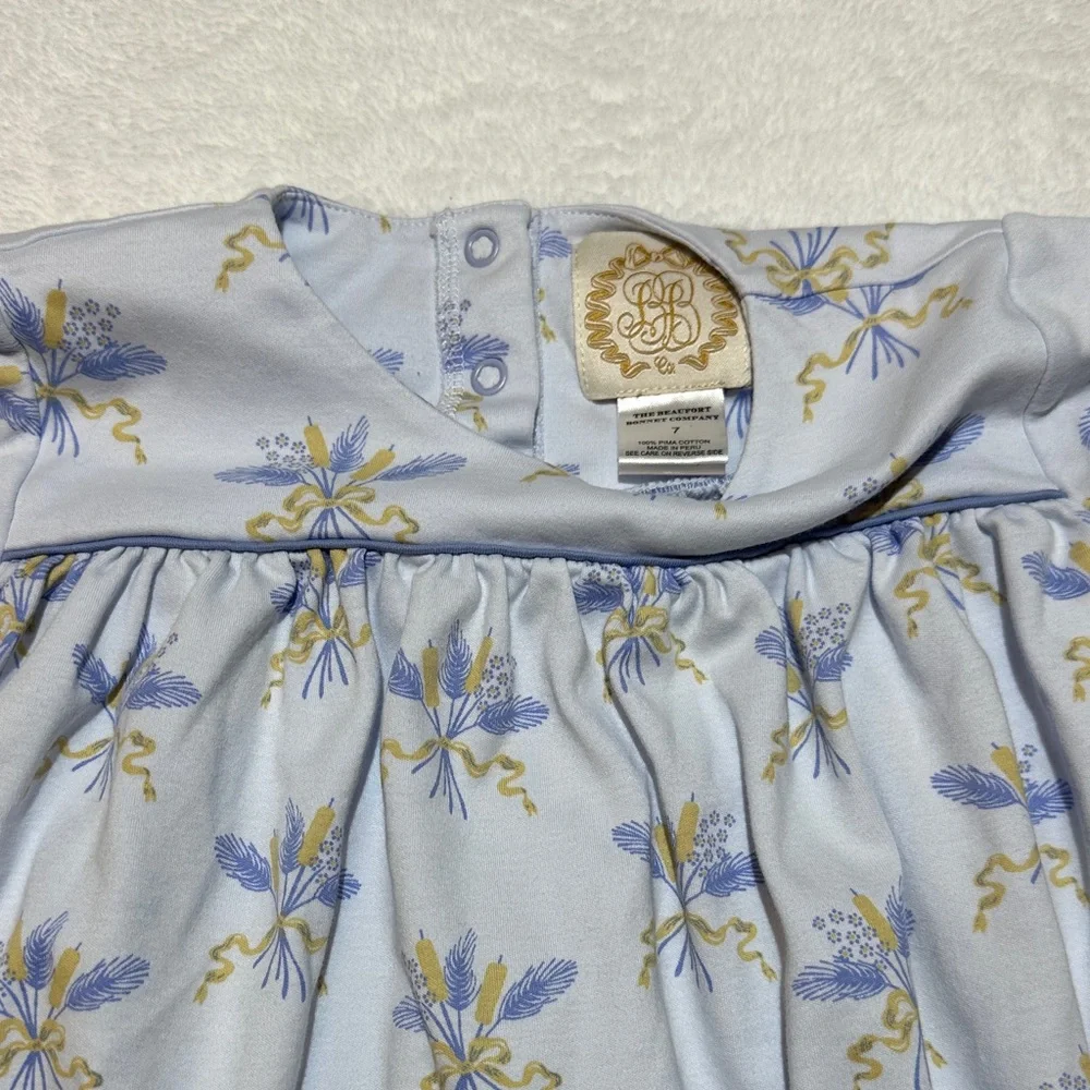 EUC The Beaufort Bonnet Company girls blue bow print long sleeve swing top 7